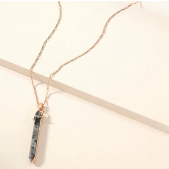 StellaAnd dot rebel necklace. Rosegold larkavite stone 27” - Picture 2 of 3